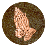 DAROUND 516 CP SH BR Copper Praying Hands Shimmer Brown Background